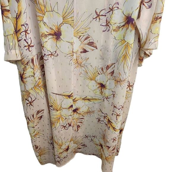 Gypsies & Moondust Sheer Boho Pink Gold Dot Floral Duster Size Medium NWOT - Picture 11 of 12